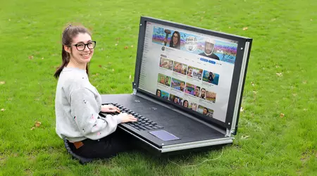 Unos blogueros fabricaron un enorme portátil de 43 pulgadas: TV como pantalla, teclado de 2,5 kg y un peso total de más de 45 kg (vídeo)