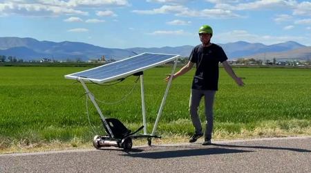 Un gyroscooter roto se ha convertido en un go-kart alimentado por un panel solar