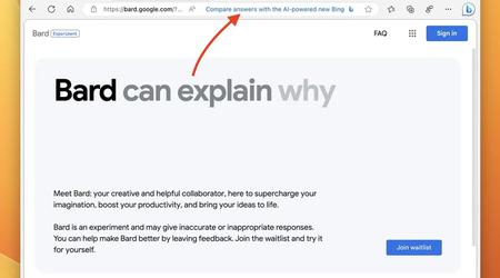 Microsoft Edge anunciará BingAI cuando utilices el chatbot Bard de Google
