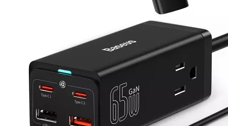 Baseus PowerCombo en Amazon: Divisor con cuatro puertos USB, dos tomas de corriente y hasta 65W de carga por 47,99 € (52 € de descuento)