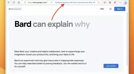 Microsoft Edge anunciará BingAI cuando utilices el chatbot Bard de Google