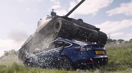 Video: El veterano de la Segunda Guerra Mundial aplasta un Tesla Model 3 con un tanque Sherman
