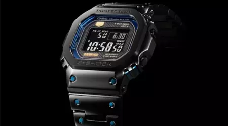 El nuevo G-Shock MRG-B5000BA-1JR con caja de titanio y detalles en azul aparece en la lista en línea de Casio