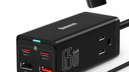 Baseus PowerCombo en Amazon: Divisor con cuatro puertos USB, dos tomas de corriente y hasta 65W de carga por 47,99 € (52 € de descuento)