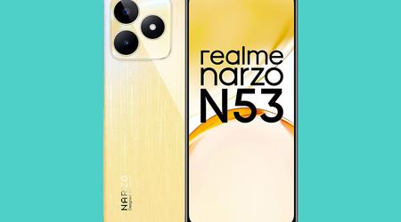 realme narzo N53: pantalla LCD de 90Hz, chip Unisoc T612 y batería de 5000mAh por 109$.