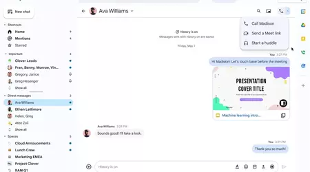Google Chat lanza las reuniones de audio Huddles con integración de Google Meet