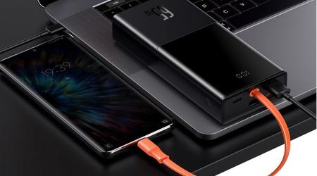 Pantalla digital Baseus Elf: batería de 20.000 mAh para iPhone, MacBook y iPad con cable USB-C incorporado, cargador de 65 vatios y pantalla por 55 €.