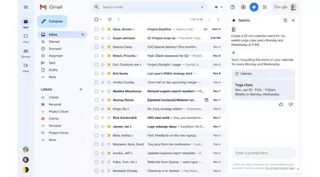 Gmail integra Google Calendar en la barra lateral de Gemini 