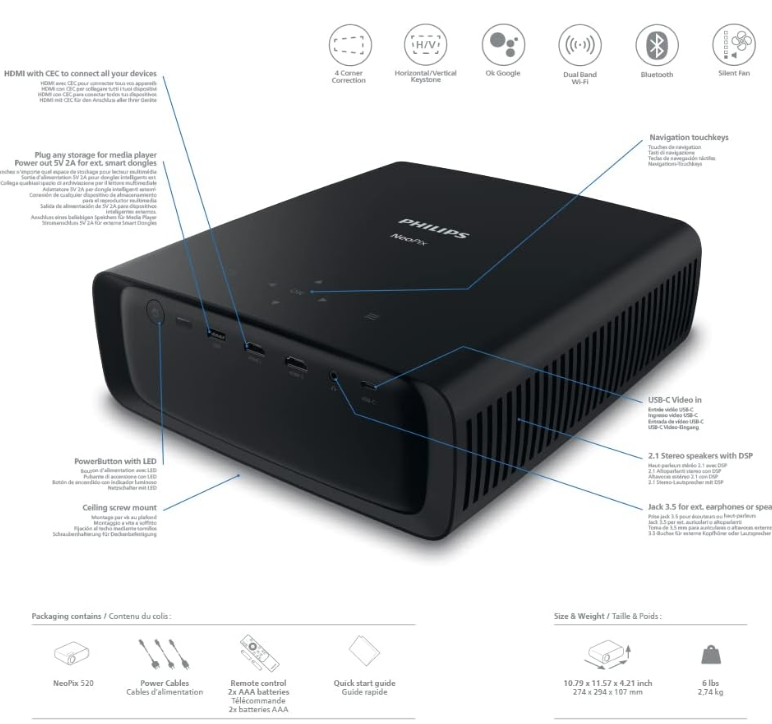 Proyector LED Philips NeoPix 520 Mejor proyector Philips