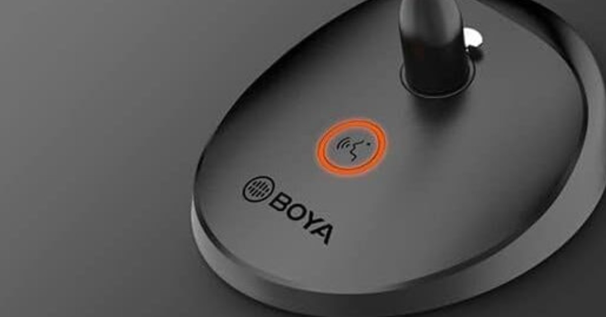 BOYA Micrófono de condensador de cuello de cisne de sobremesa para hablar en público