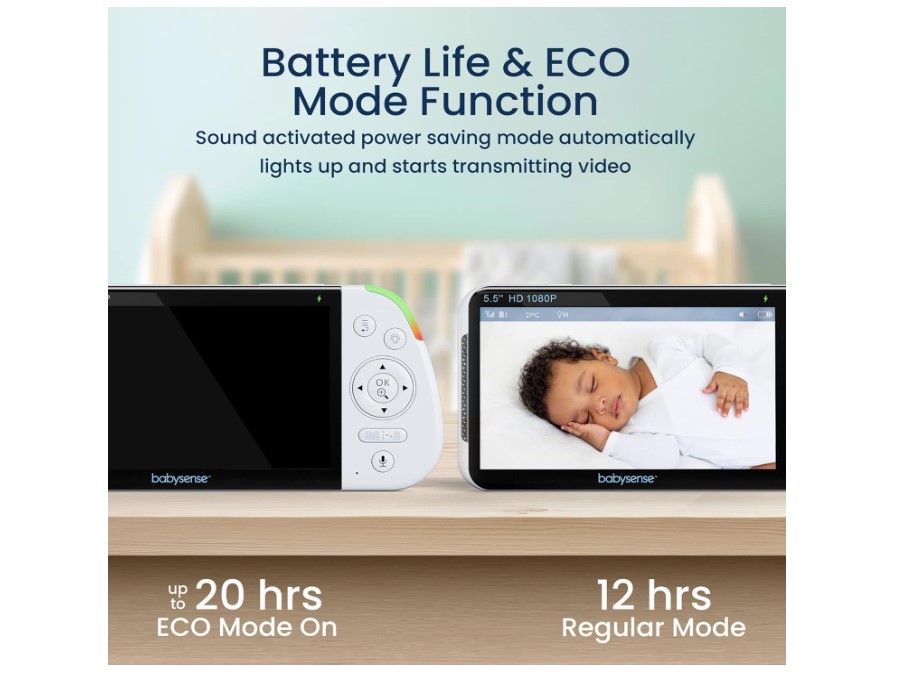 Vigilabebés Babysense 5.5 1080p con pantalla dividida