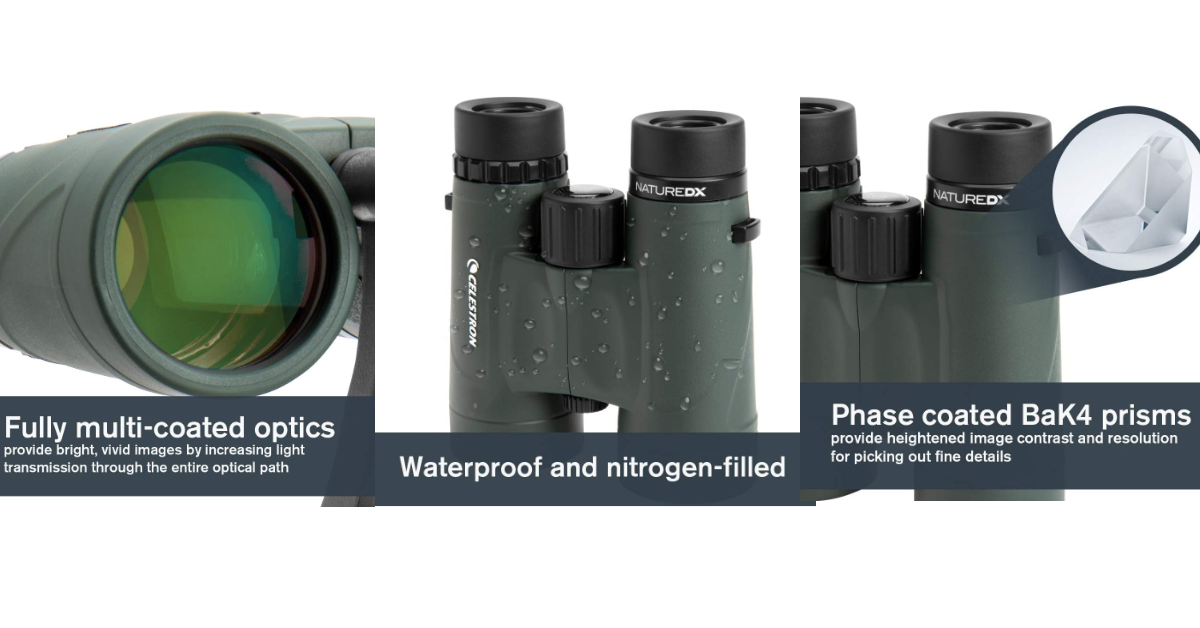 Celestron Nature DX 8x42 mejores prismáticos para avistamiento de ballenas
