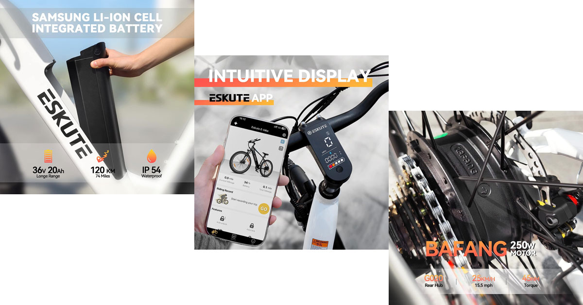 Bicicleta eléctrica ESKUTE E-Bike Polluno Plus para pedidos a domicilio