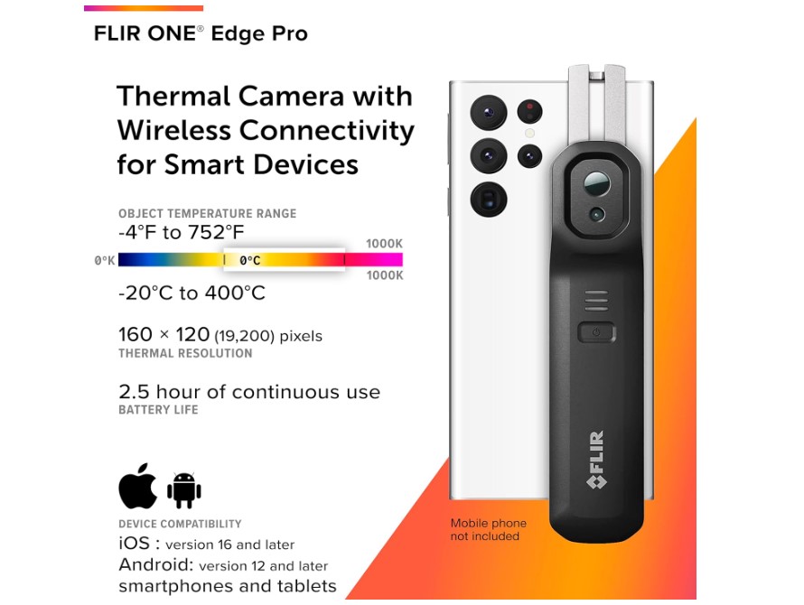 Teléfono con cámara de infrarrojos FLIR ONE Edge Pro