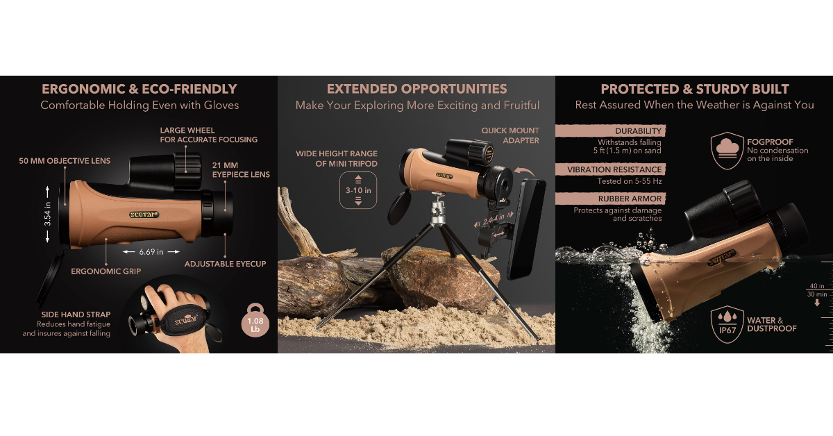 Scotar 12x50 mejor monocular para larga distancia