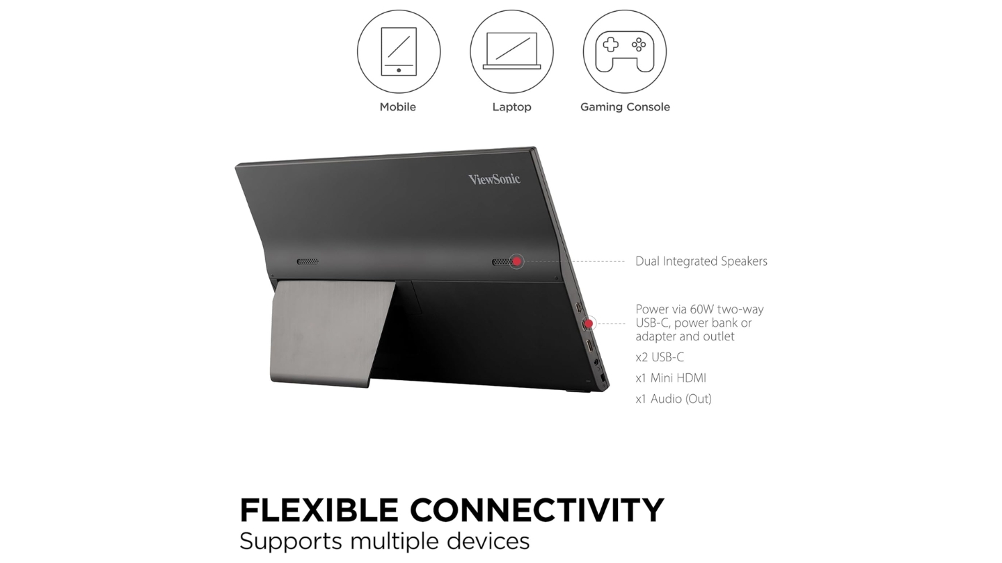 Pantalla portátil ViewSonic VA1655 para el trabajo