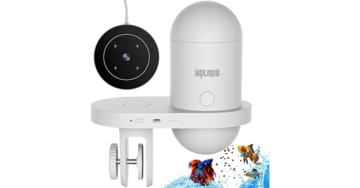 comedero peces batería Wolmds con cámara de 2,5K