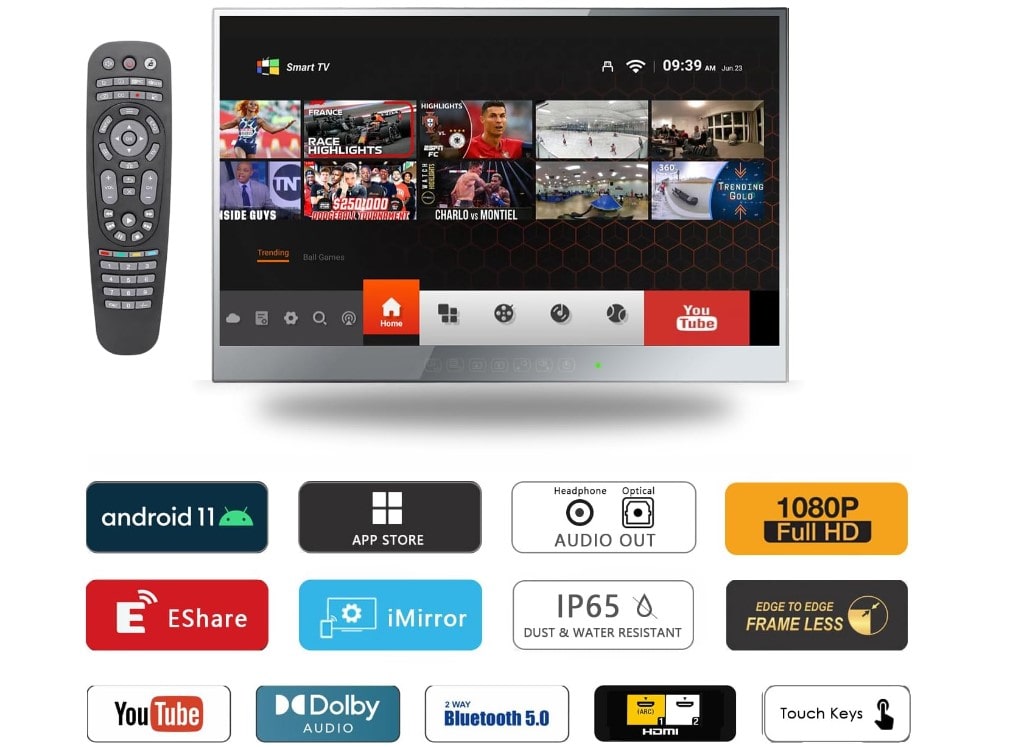 elecsung espejo inteligente de 22 pulgadas con tv