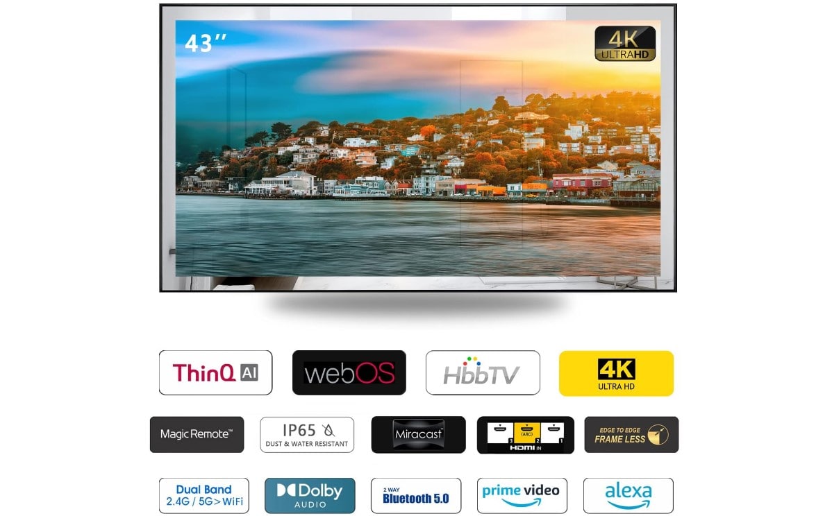 elecsung 43 pulgadas 4K UHD Smart espejo de baño con tv