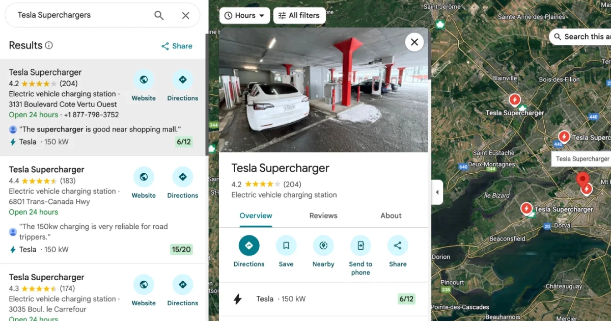 ¡Tesla y Google Maps: encuentra tu Supercharger más cercano!