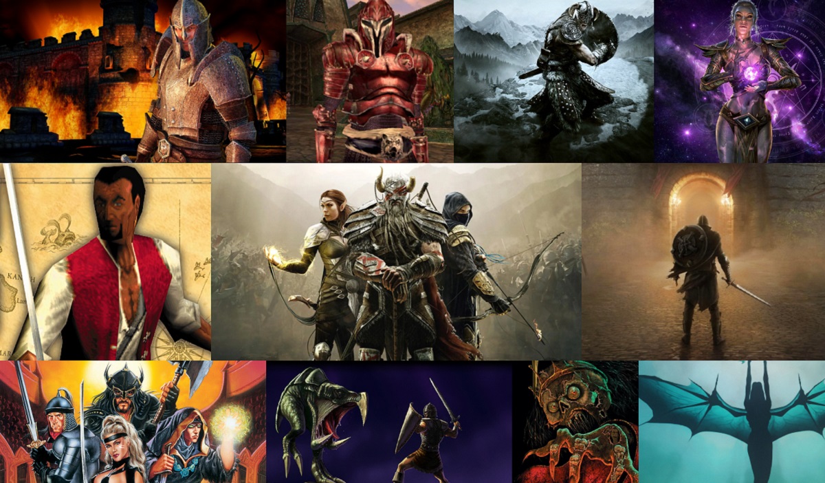 El legado histórico de Tamriel en visuales: Collage de TES Compilación de Leyenda: ¡Celebrando la serie The Elder Scrolls!