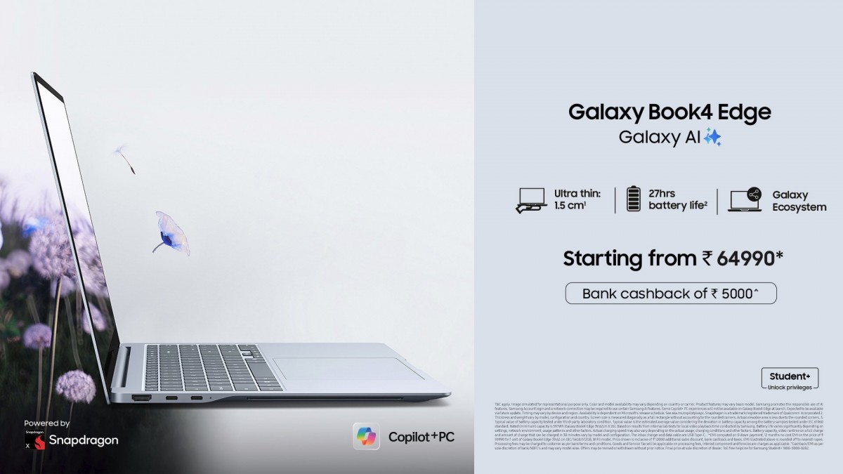 Samsung Galaxy Book4 Edge con chip Snapdragon X: ya disponible en India