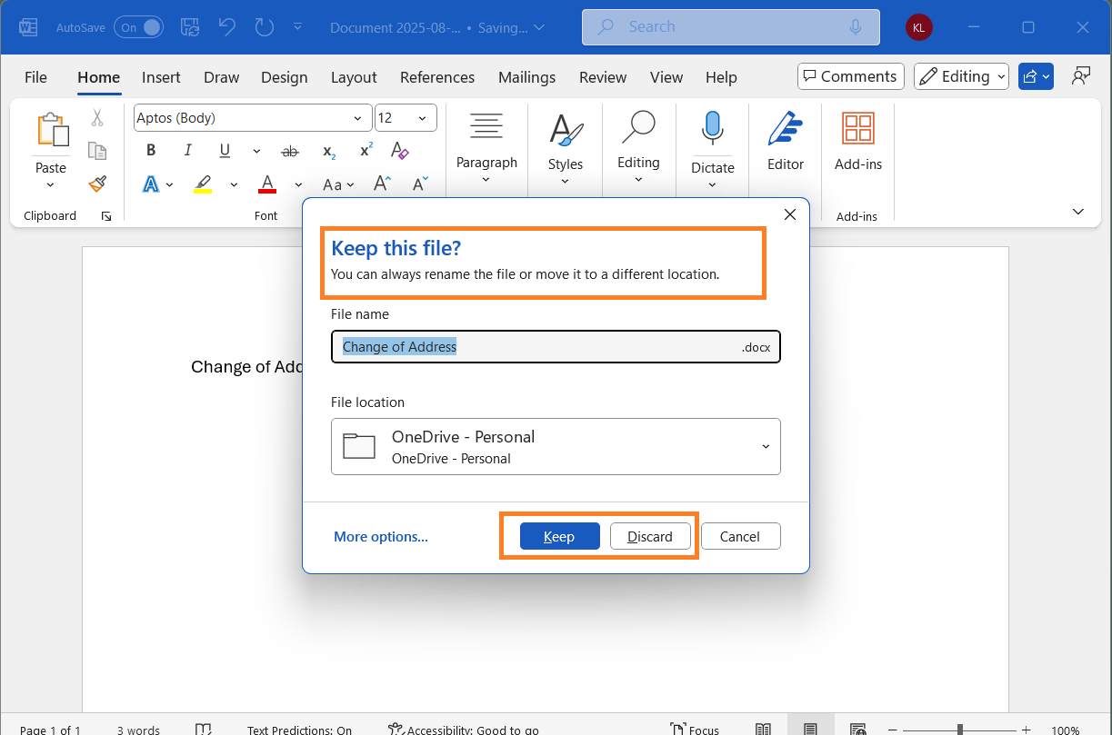 ¡MS Word te invita a guardar tus documentos en la nube!