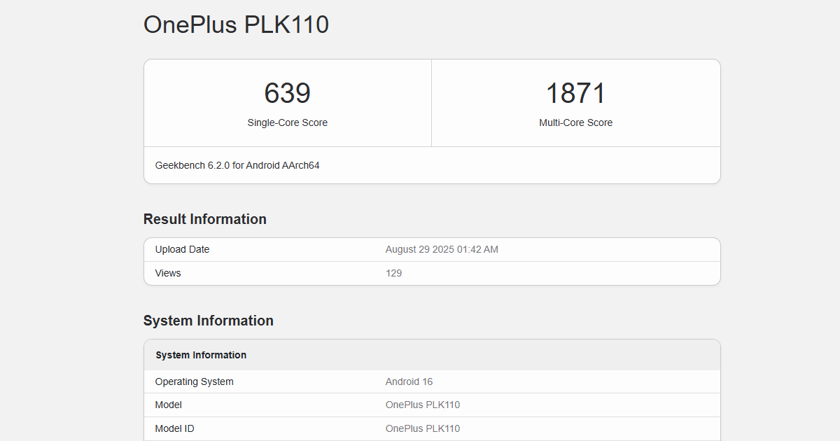 Según la base de datos de Geekbench, el OnePlus 15 recibirá el Snapdragon 8 Elite 2, pero hay una advertencia Según la base de datos de Geekbench, el OnePlus 15 recibirá el Snapdragon 8 Elite 2, pero hay una advertencia