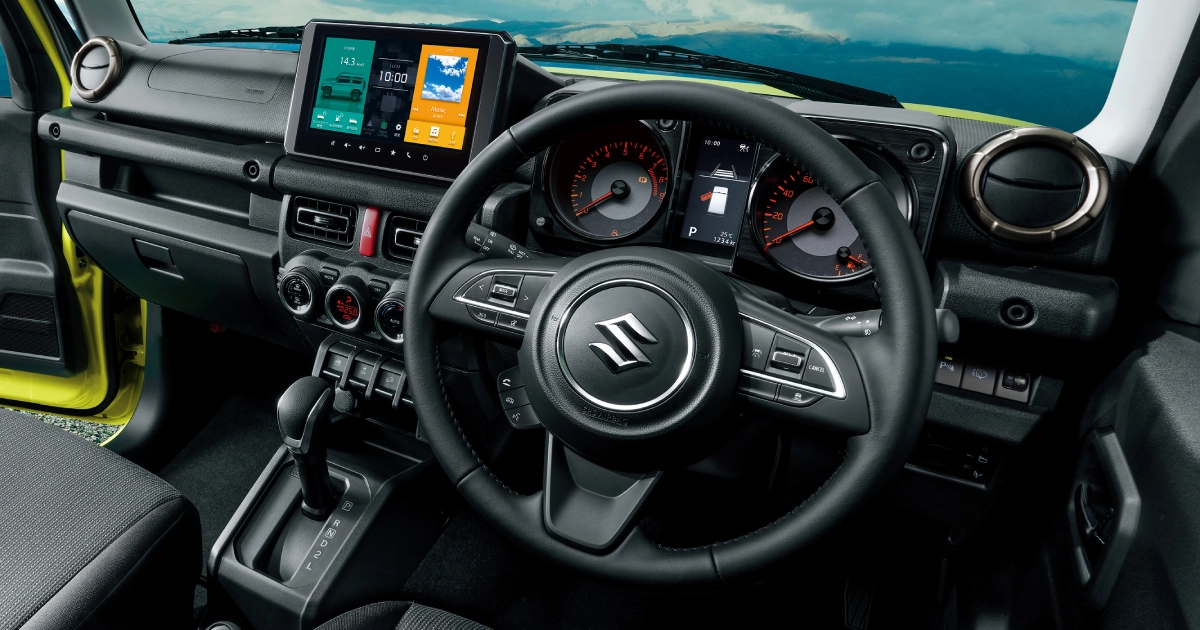 Nueva vista del tablero del interior del Suzuki Jimny