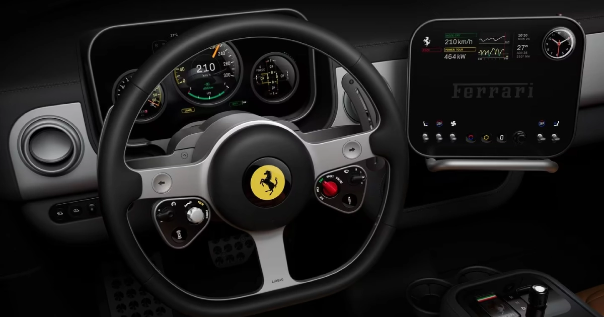 Mundo futurista de Ferrari Luce: nuevo tablero de mandos y volante