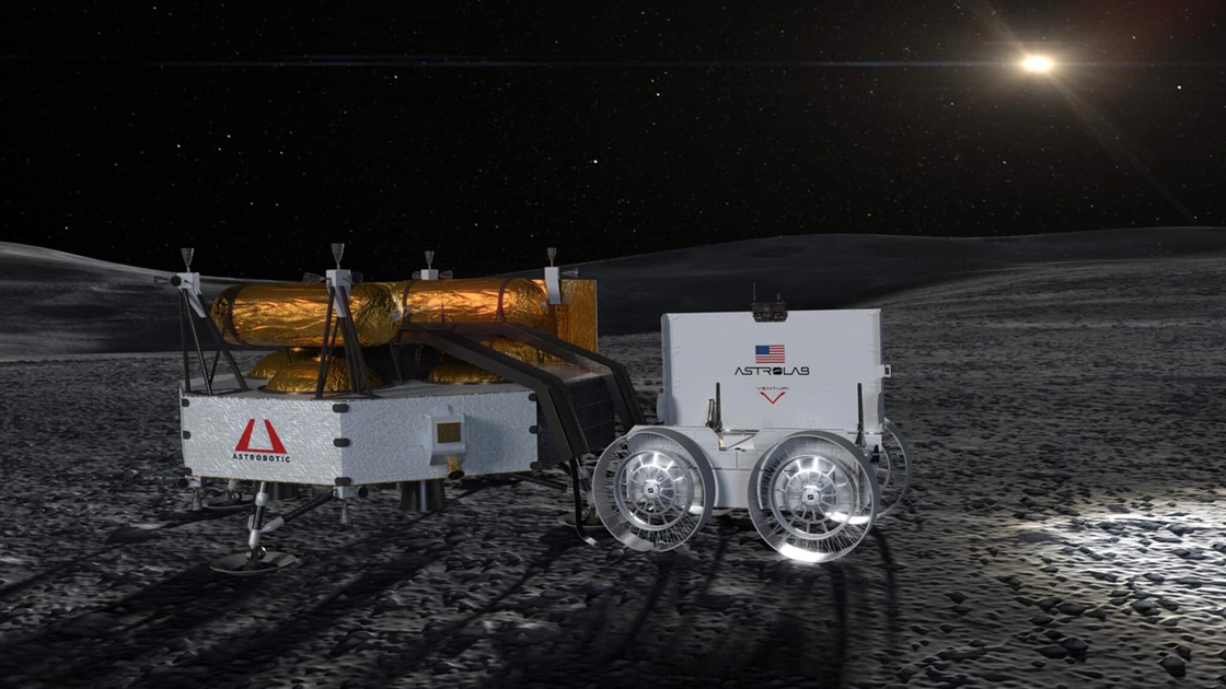 El rover FLIP en la superficie lunar. Ilustración: Astrolab