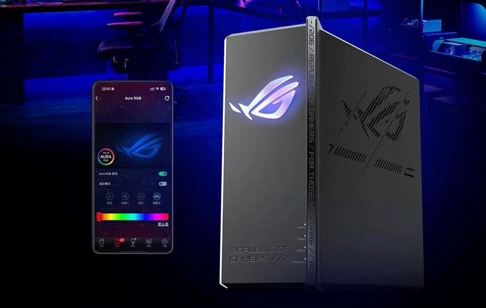 Router gaming con diseño agresivo e iluminación RGB. Ilustración: Asus