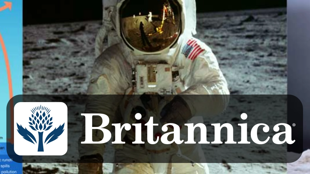 Britannica en la superficie lunar: llegada del logotipo