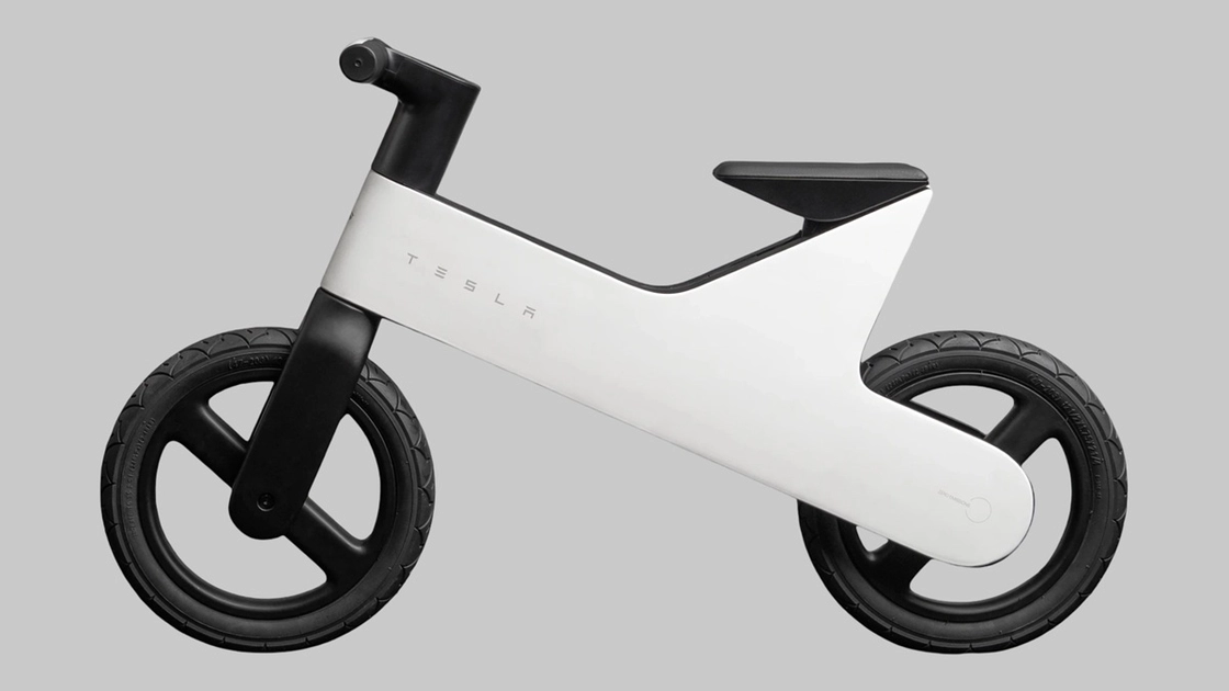 La Tesla Balance Bike está fabricada en aleación de magnesio y disponible en la gama cromática habitual de la marca.