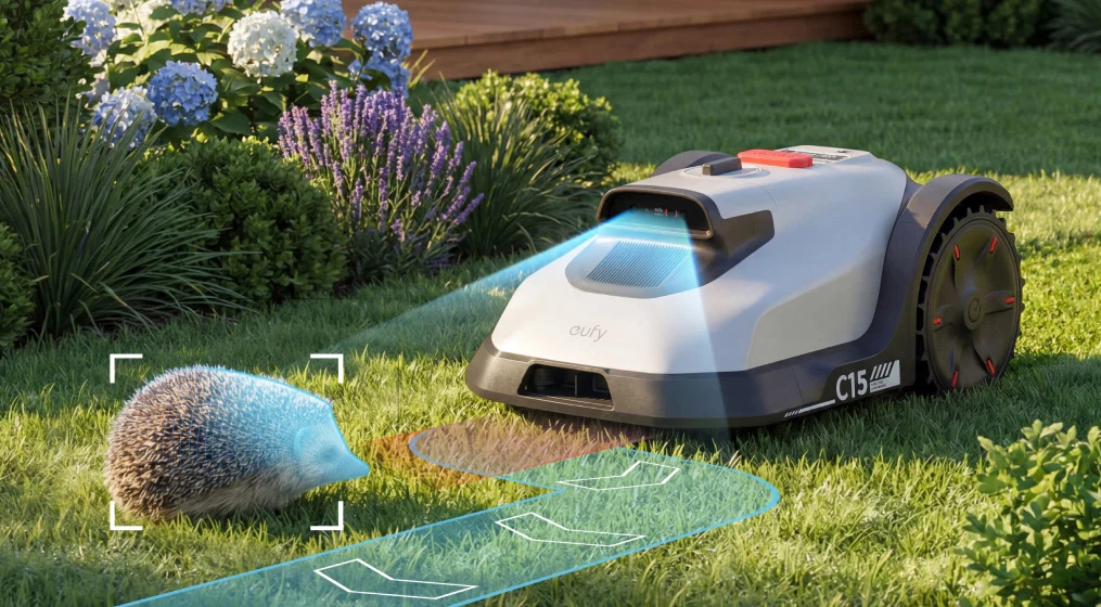 El eufy C15, robot cortacésped de Anker con navegación por visión artificial. Ilustración: Anker