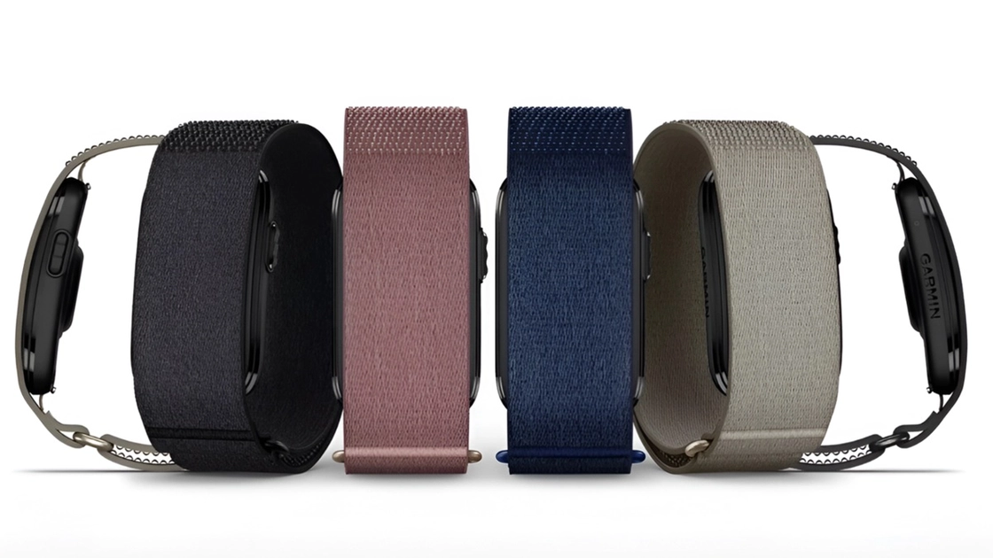 Garmin CIRQA Smart Band: monitorización continua sin pantalla, con correa textil disponible en cuatro colores.