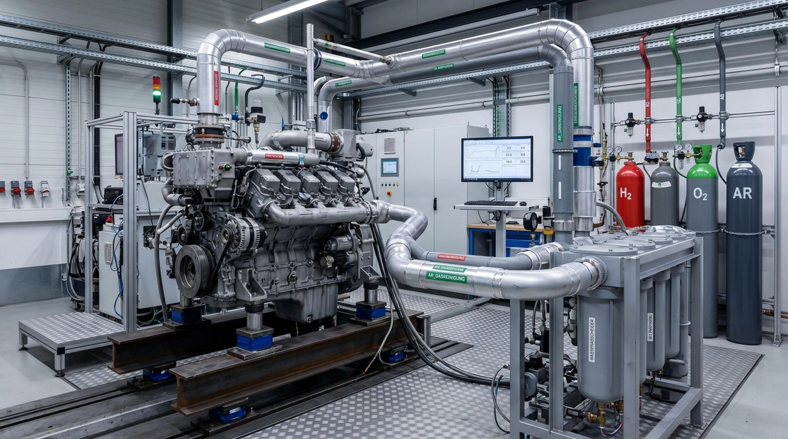 Pruebas del motor en laboratorio. Foto: Jana Dünnhaupt / Uni Magdeburg