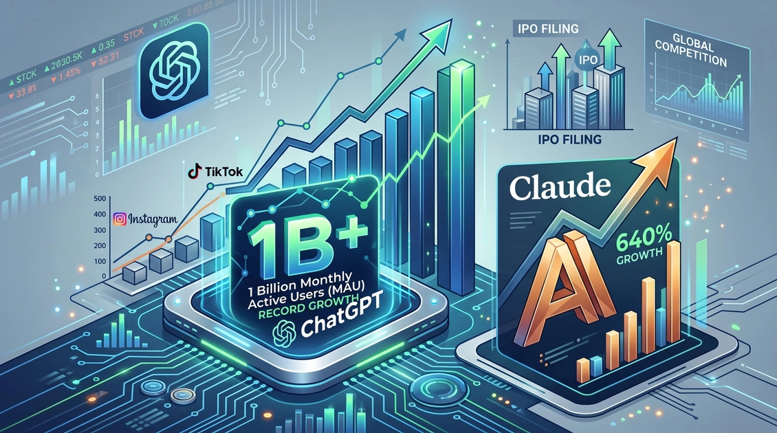 ChatGPT alcanza 1.000 millones de usuarios, pero Claude crece diez veces más rápido