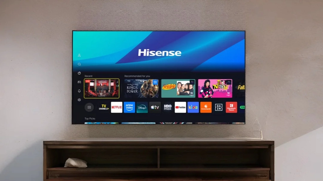La serie Hisense U7SE llega en cinco tamaños, con diseño unibody y marcos ultrafinos.