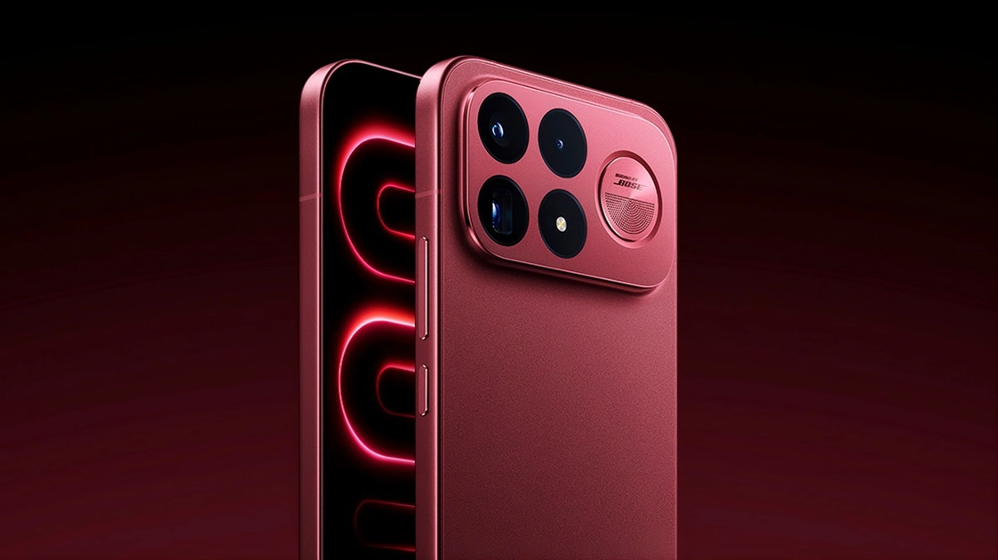 El Redmi K100 Pro Max en color Cabernet Sauvignon Red, presentado oficialmente en ChinaJoy.