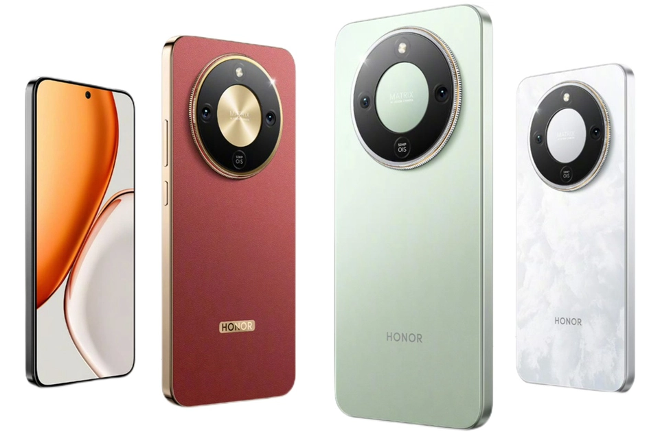 El Honor X80 Pro Max con su diseño en cuero vegano en dos tonos: marfil y naranja.