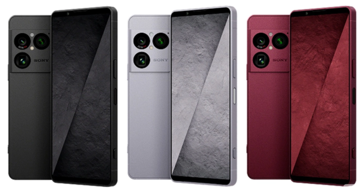 Sony Xperia 1 VIII en los tres colores confirmados: negro grafito, plata iolita y rojo granate.
