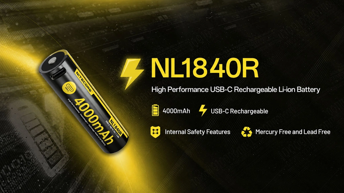 La batería NL1840R con el conector USB-C integrado. Ilustración: Nitecore