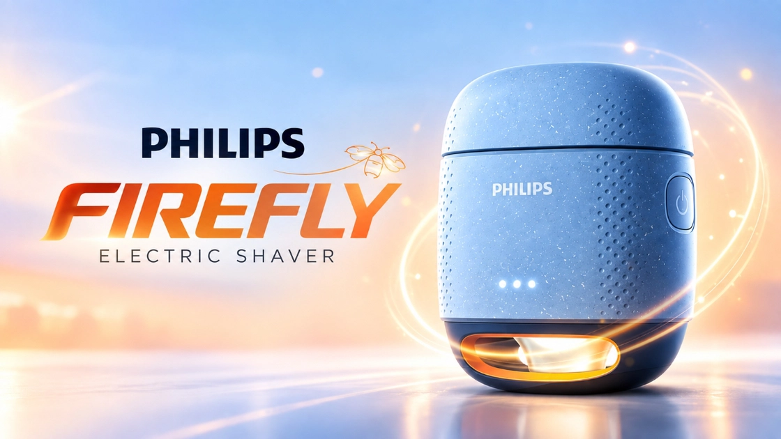 Afeitadora eléctrica compacta Philips Firefly con una linterna