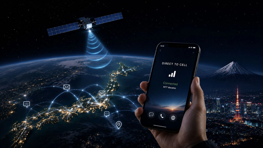 Los satélites Starlink funcionan como torres móviles en órbita para smartphones convencionales. Ilustración: Starlink