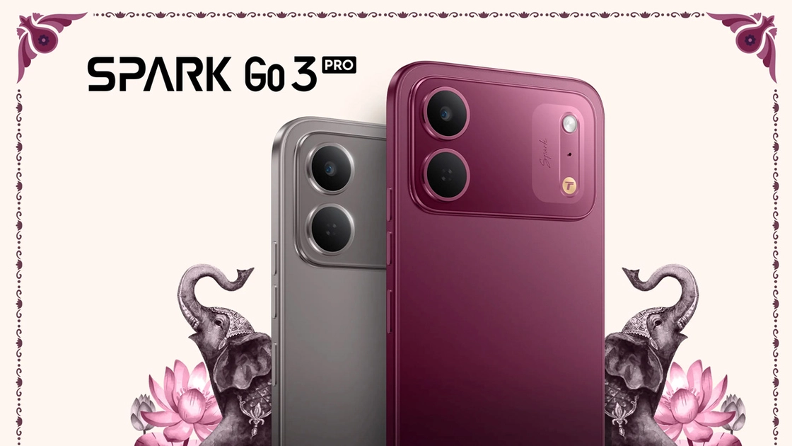 Tecno Spark Go 3 Pro — vista frontal y trasera del diseño