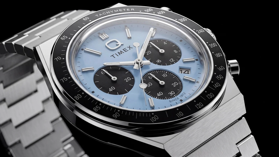 El Q Chronograph de Timex recupera la estética de los cronógrafos de carreras de los años 70.