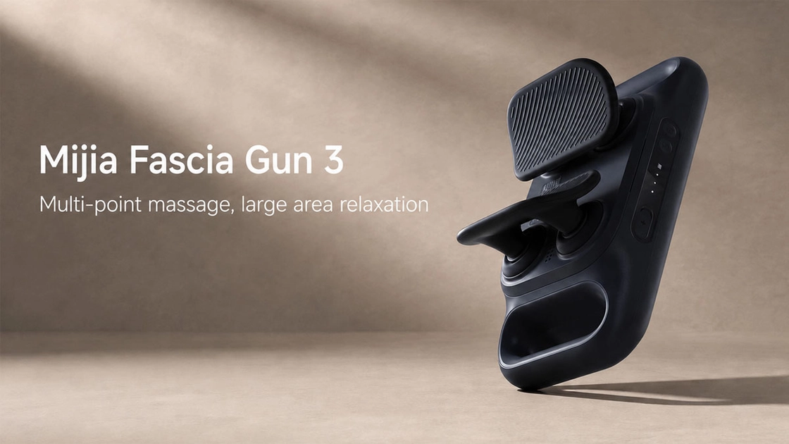 El Xiaomi Mijia Fascia Gun 3 incorpora tres cabezales simultáneos, a diferencia del diseño tradicional de cabezal único.