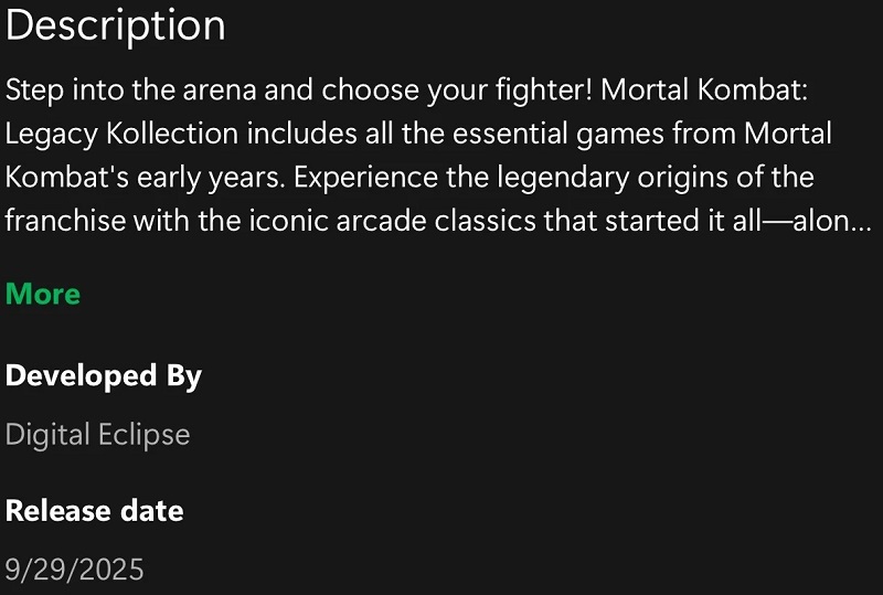 Mortal Kombat: Legacy Kollection Captura de pantalla de Mortal Kombat: Legacy Kollection