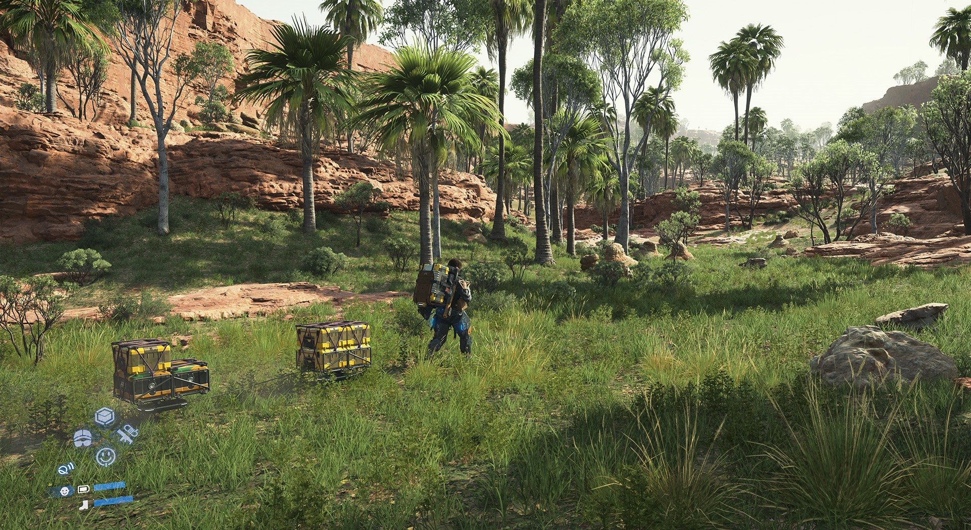 Paisaje de Death Stranding 2, mostrando una variedad de condiciones naturales